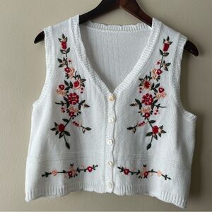 SHEIN Cropped Embroidered Sweater Vest Women’s M